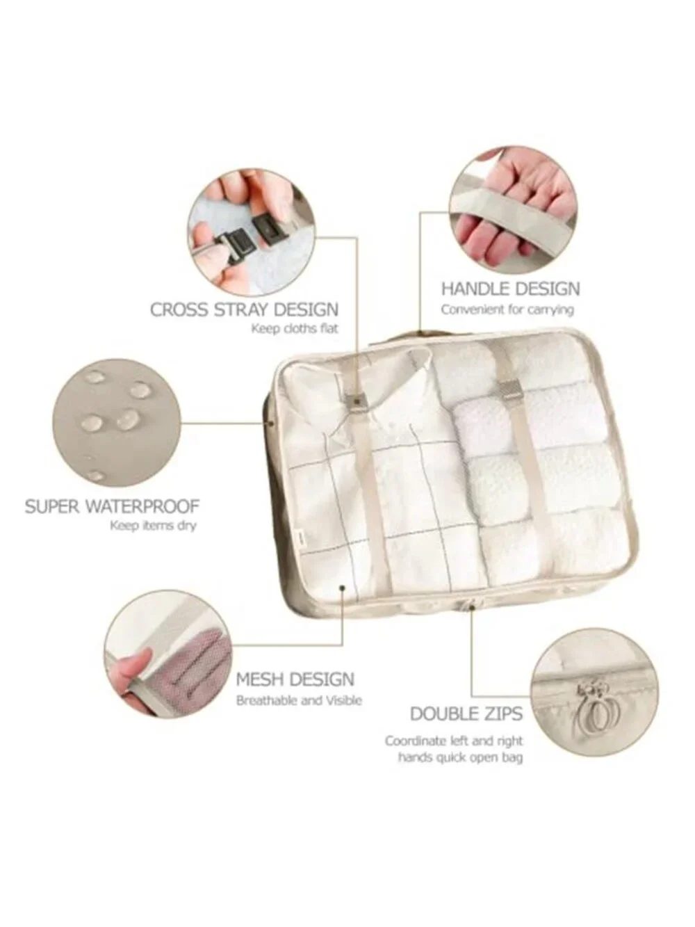 Packing Cubes Travel Organizer Set Luggage Storage Bags Suitcase Organizers 8Pc